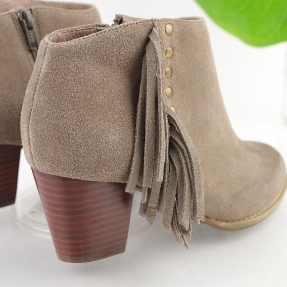 Vionic Womens Faros Boots Size 8 Taupe Suede Fringe Western Block Heel Booties - Picture 3 of 12